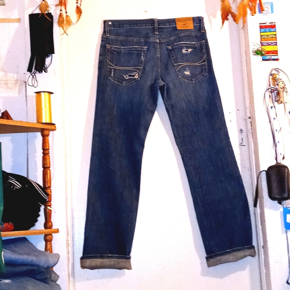 Hollister Classic Straight Denim Jeans ~Size: W32 by L32 Dark Blue light Stone - Picture 5 of 8